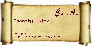 Csanaky Anita névjegykártya